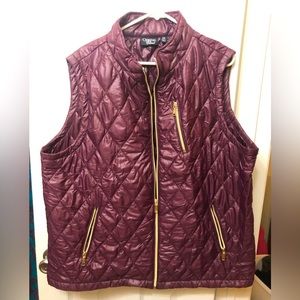 Burgundy Puff Vest Gold zippers Onque casual 3X